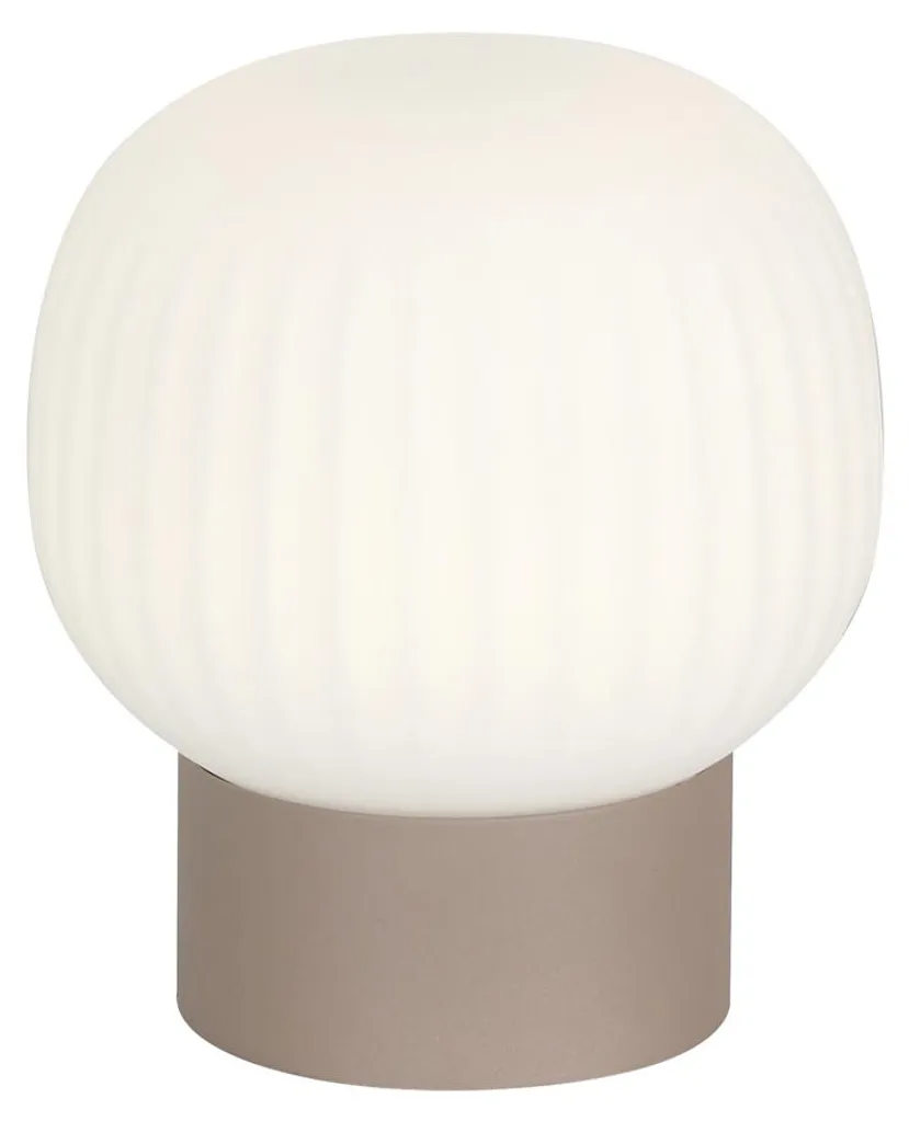 Luminaire de bureau LED design en verre rainuré blanc et socle bronze
