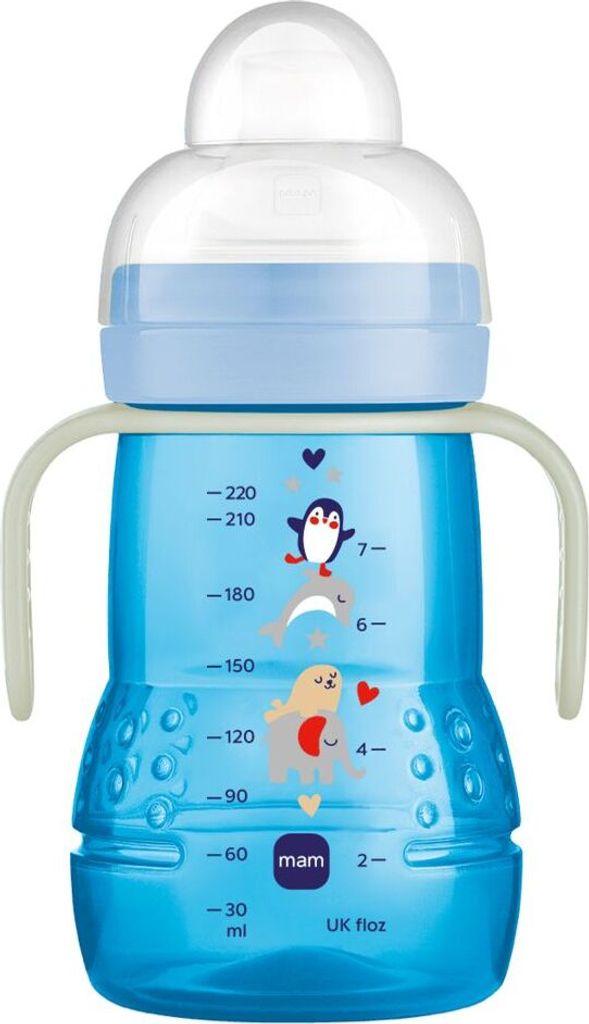 MAM PP-Flasche Trainer + Night 220 ml - Blau Produktbild 