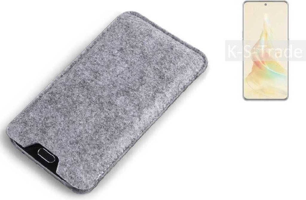 K-S-Trade Filz Handyhülle kompatibel mit Oppo Reno8 T 5G Schutzhülle Filztasche Filz Tasche Case Sleeve Handy Hülle Filzhülle grau