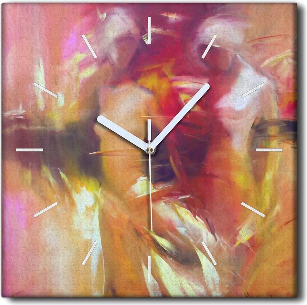 Coloray Uhr auf Leinwand 30x30 cm Wand Uhr Dekoration Wohnzimmer Segeltuch weiße Zeiger -Frauenkunstkunst