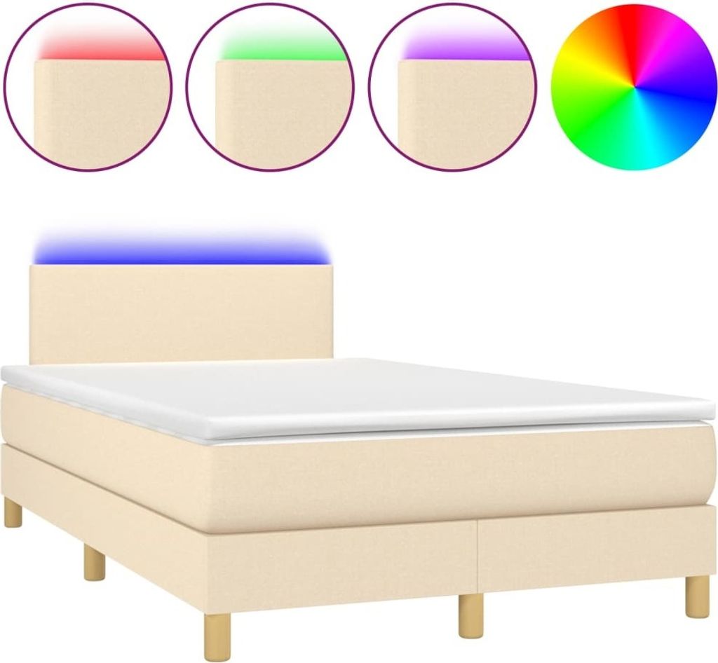 Boxspringbett mit Matratze & LED Creme 120x200 cm Stoff