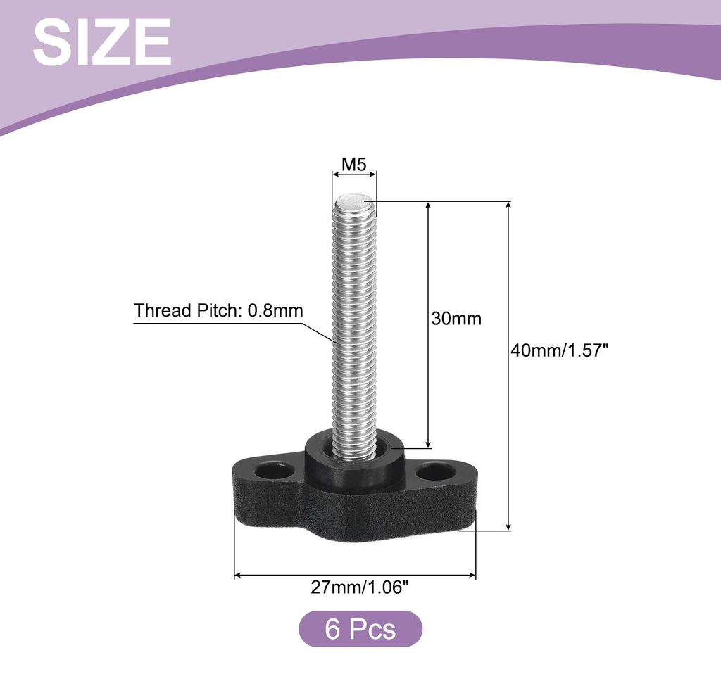 6 Stš¹ck T-Flš¹gelschraube mit Griffen R?ndelschrauben, M5 x 30mm M?nnliche Schraube Knopf 304 Edelstahl R?ndelschraube Daumenschrauben-Griff 2...