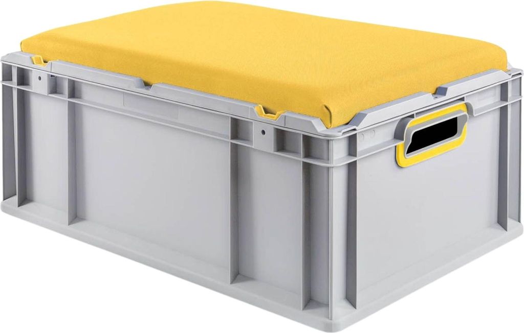 Eurobox NextGen Seat Box Gelb | HxBxT 26,5x40x60cm | 44 Liter | Griffe offen | Grau | Eurobehälter, Sitzbox, Transportbox, Transportbehälter, Sta...