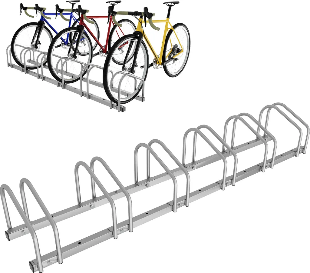 Râtelier Vélo Multiple pour 6 Places, Support de Rangement de Sol Gris