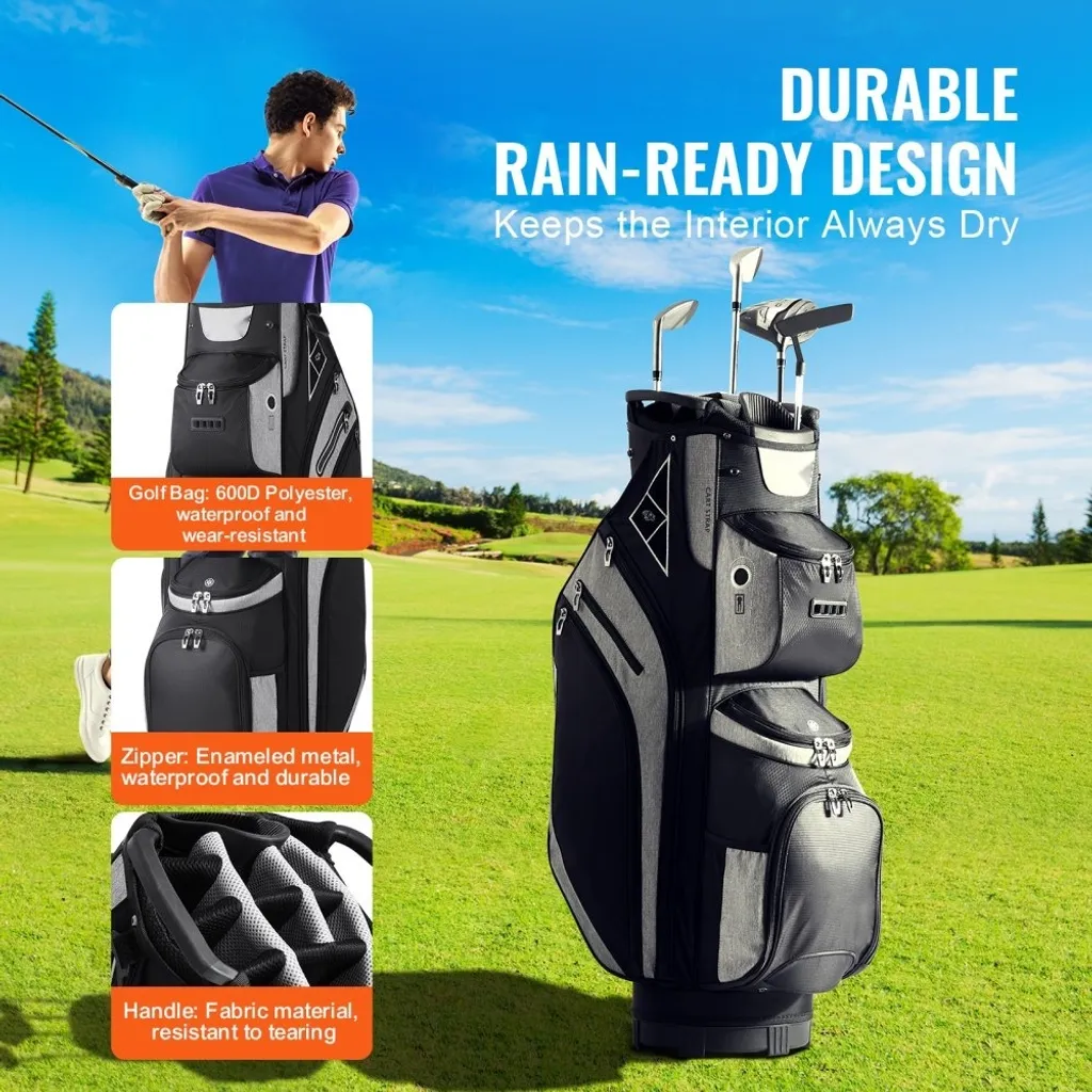 Sac pour Chariot de Golf 14 Compartiments - Séparateurs 90 cm Noir - 3