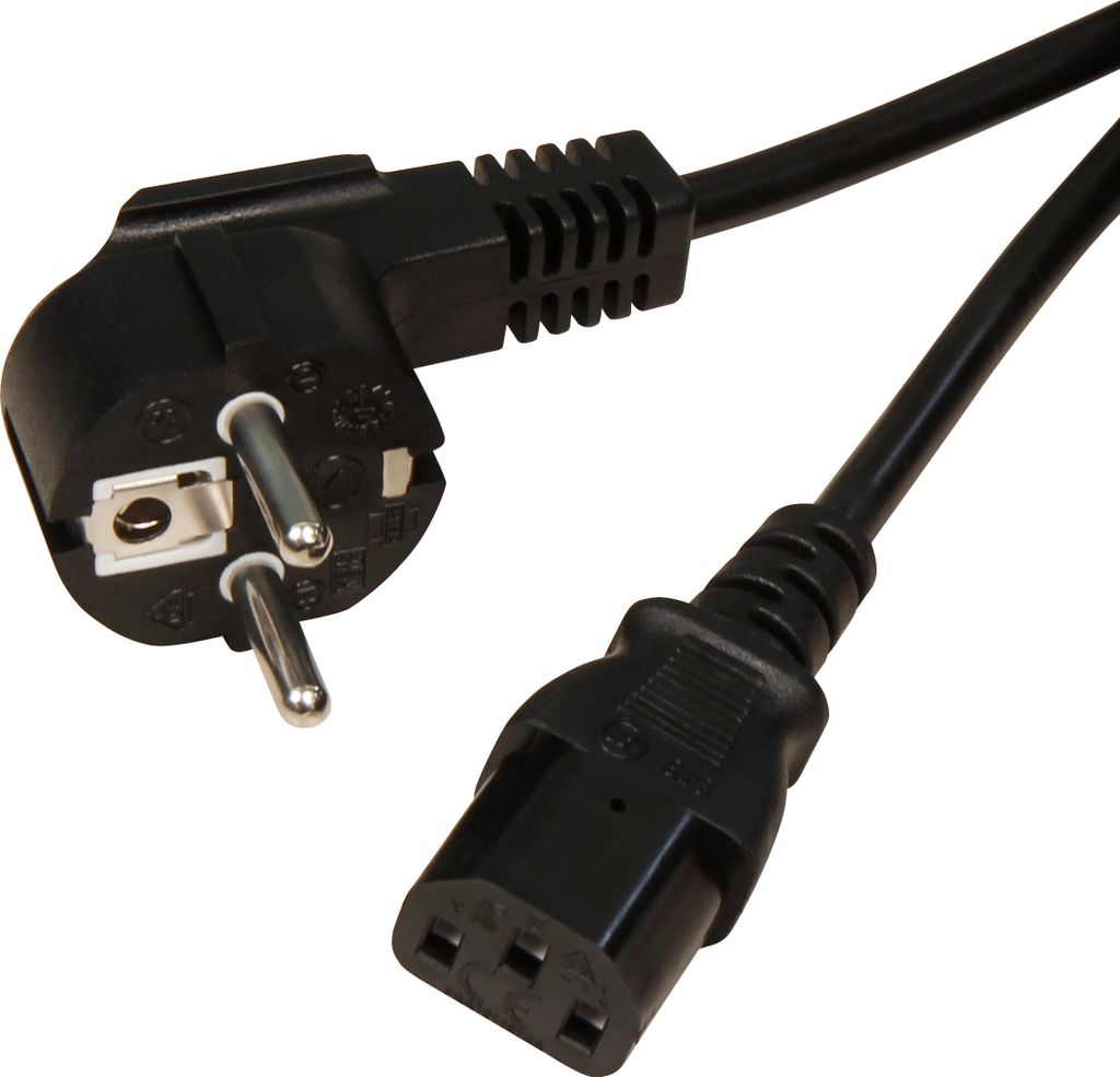 Kaltgeräte Anschlusskabel McPower, H05VV-F3G 1,00mm², 5m, 10A/250V, schwarz