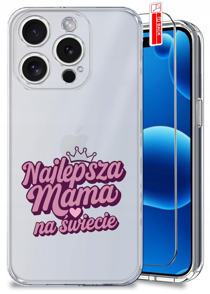 Hülle für iPhone 15 Pro Max – Motive für Mütter, bunte Mama-Hülle + Displayschutzglas