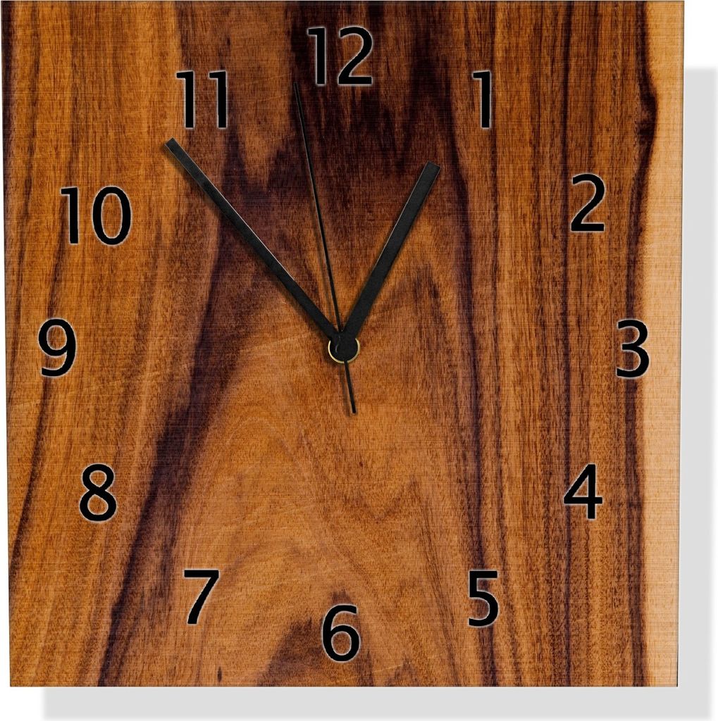 Wallario Design Wanduhr Holzmuster - Oberfläche mit Holzmaserung IV aus Aluverbund, Größe 30 x 30 cm