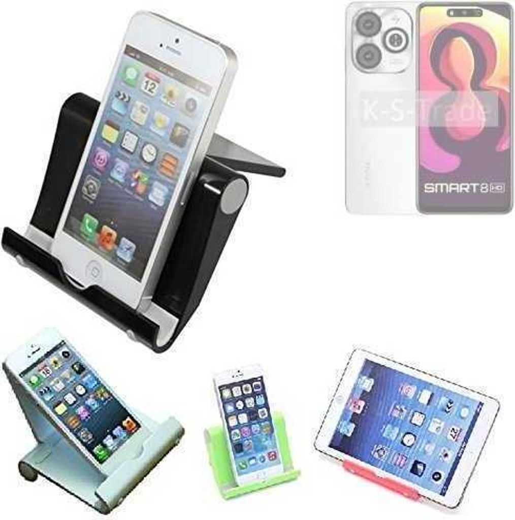 K-S-Trade Handy-Ständer kompatibel mit Infinix Smart 8 HD faltbarer Tischständer Smartphone Tablet Halterung Reise