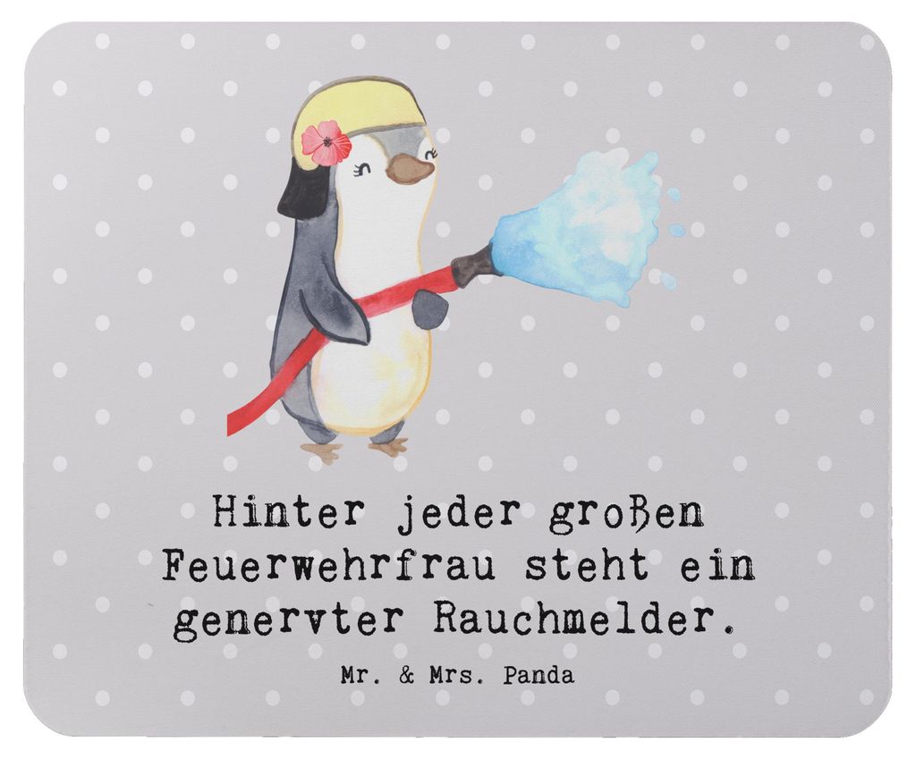 Mr. & Mrs. Panda Mousepad Feuerwehrfrau Humor - Grau Pastell - Geschenk, Mauspad, stolz auf, humorvoller Slogan, Berufsleben, laptop, Beruf, Hingab...
