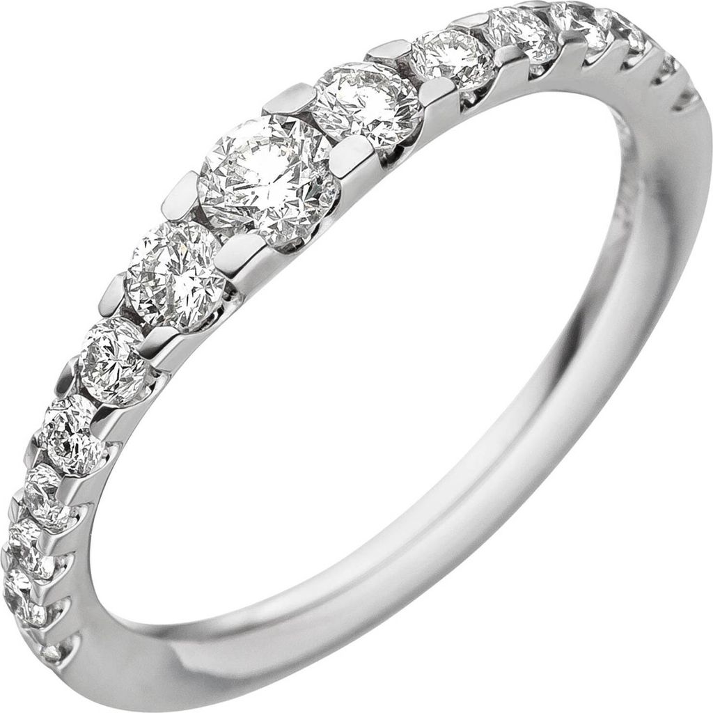 JOBO Damen Ring 56mm 585 Gold Weißgold 15 Diamanten Brillanten Weißgoldring Diamantring