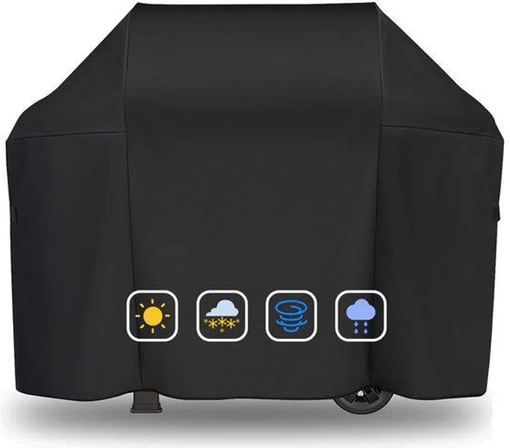 Bâche de Protection Barbecue 132cm - Toile Oxford 600D Robuste Noire