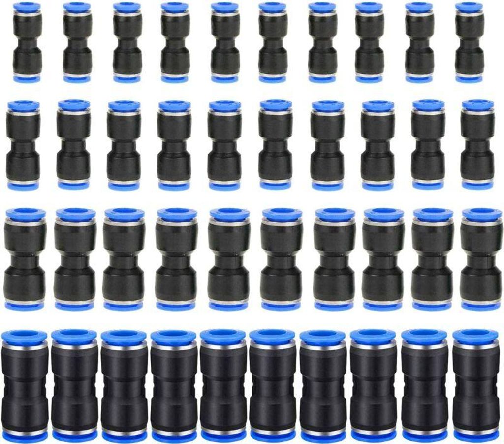 40 Stück gerade pneumatische Schnellkupplungen, Druckluft-Schlauchverbinder, Kunststoff-Druckluftschlauchverbinder, Außendurchmesser 6/8/10/12 mm...