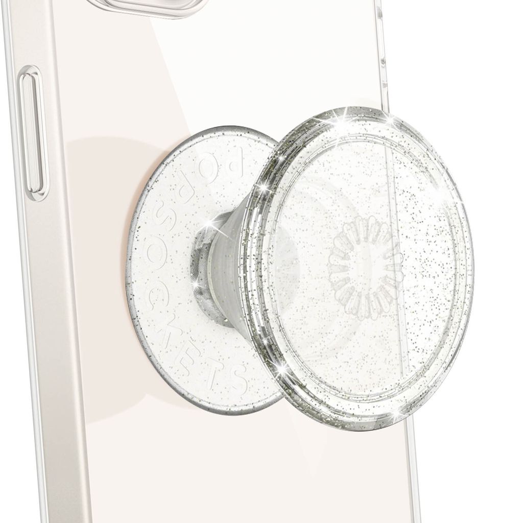 PopSockets Clear Glitter Silver, Griffigkeit, Silber, Produktbild 