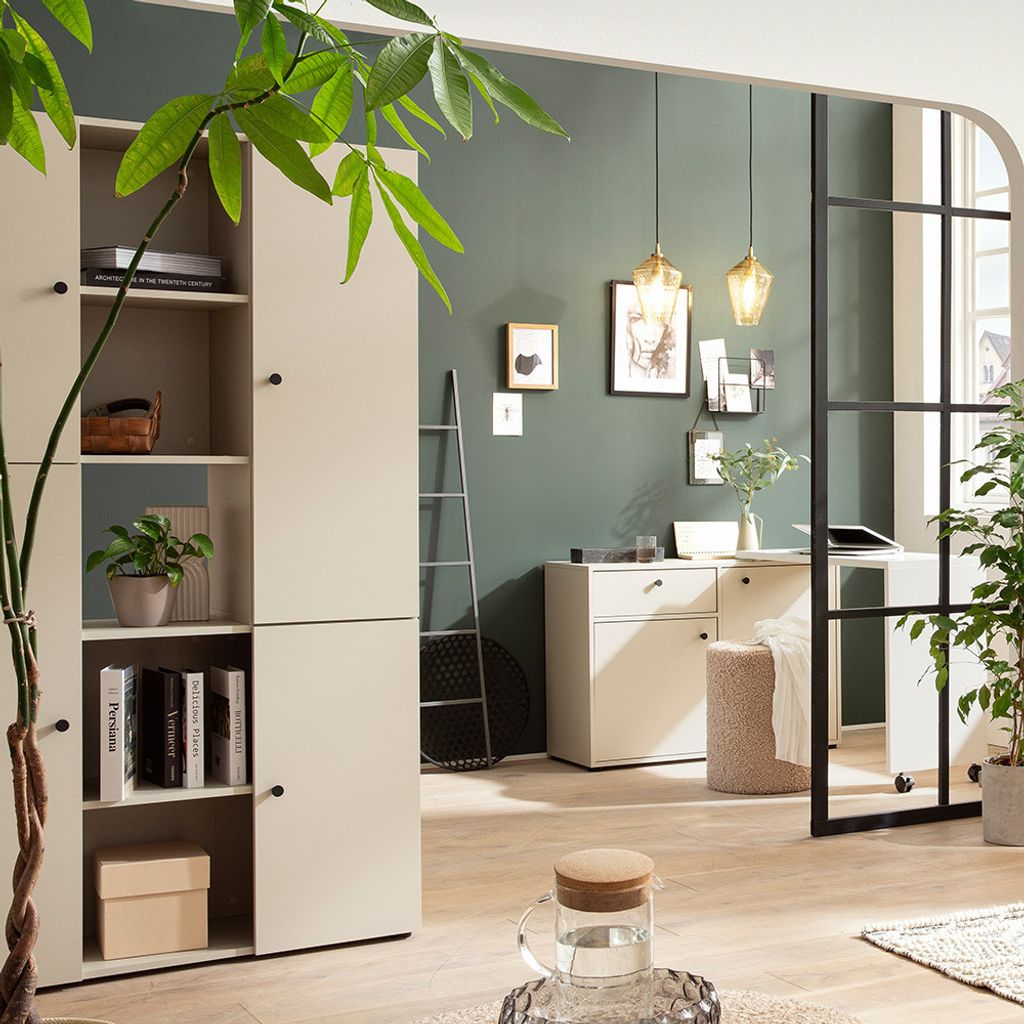 Wohnmöbel Set 3-teilig mit Regal stapelbar beige LORCA-80