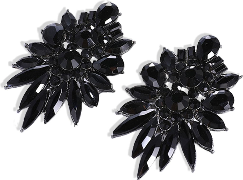 Damenmode übertriebener Kunstkristall-Strass-Ohrstecker-Ohrring-Schmuck-Schwarz