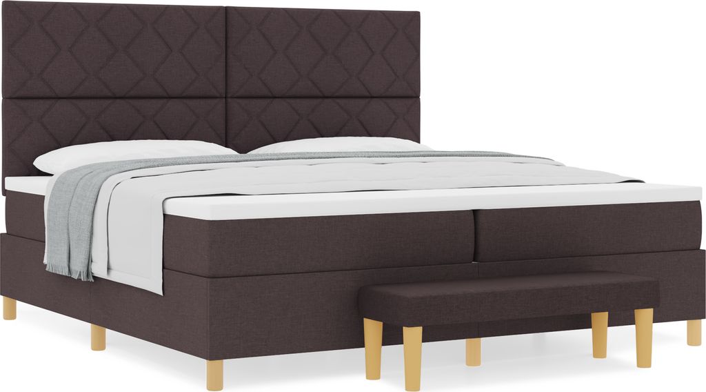 Best Möbel Bettrahmen, Boxspringbett mit Matratze & Bank Dunkelbraun 200x200 cm Stoff - Klassische Betten CL34857