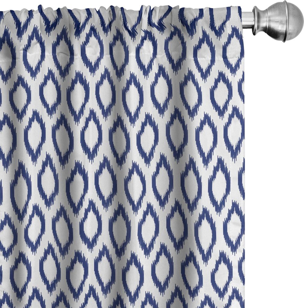 ABAKUHAUS Ikat Vorhänge, Gardinen, Ostverzierung in den blauen exotischen asiatischen Stammes- Kunst-Element-Kurven-übersichtlichem Design, 2 St...