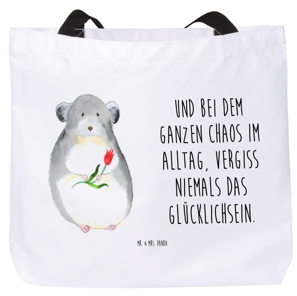 Mr. & Mrs. Panda Schultasche Chinchilla Blume - Weiß - Geschenk, Einkaufstasche, Reisetasche, Laptoptasche, Tote Bag, Büro, Chaos, Liebeskummer, ...