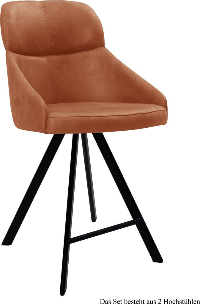 Thekenstuhl (2er-Set) Derzhka 52x99x63 Schwarz/Cognac