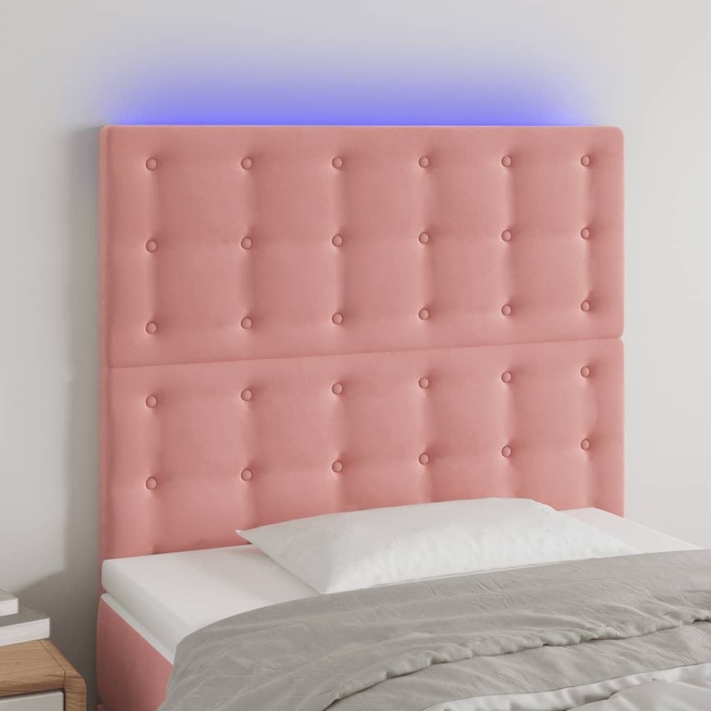 "2026 Promotion" LED Kopfteil - fürs Schlafzimmer - Rosa 90x5x118/128 cm Samt - Bettkopfteil CC5973