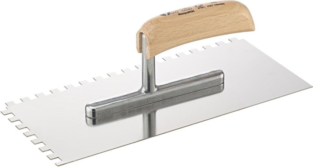 Glättekelle 280x130mm gezahnt 8x8mm rostfrei Bauqualität FORTIS