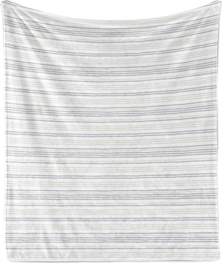 Plaid Arredo ABAKUHAUS 125x175 - Righe Bianco e Tortora Scuro