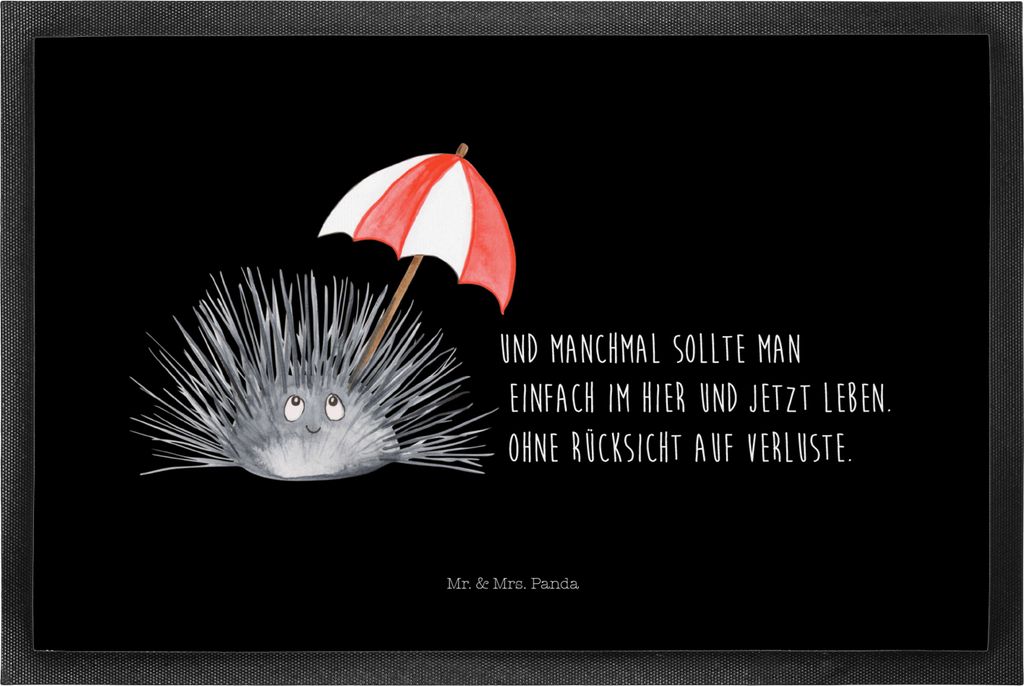 Mr. & Mrs. Panda abstreifer Seeigel 50 x 75 cm - Schwarz - Geschenk, Schmutzfangmatte, Meer, Fußabtreter, Abtreter, Schmutzmatte, Lebe, Selbstlieb...