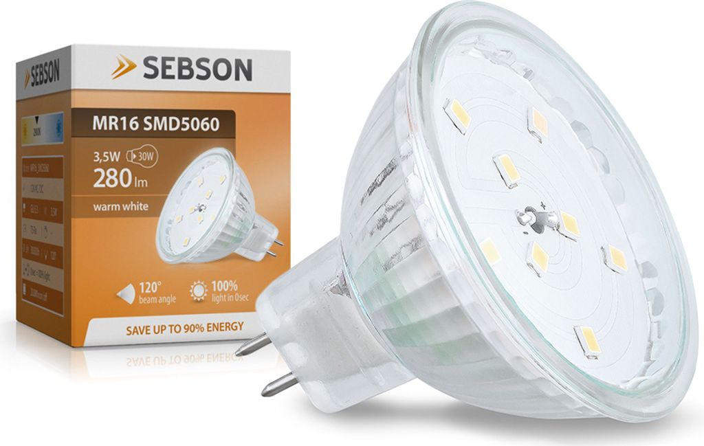 LED Lampe GU5.3 MR16 warmweiß 4W Leuchtmittel Strahler Spot 12V 300lm SEBSON