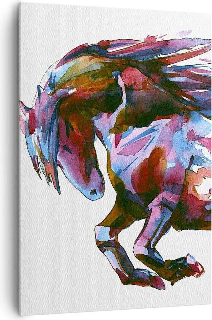 Bild auf Leinwand - Leinwandbild - Einteilig - Pferd Eleganz wild Tier - 70x100cm - Wand Bild - Wanddeko - Wandbilder - Leinwanddruck - Wanddekorat...