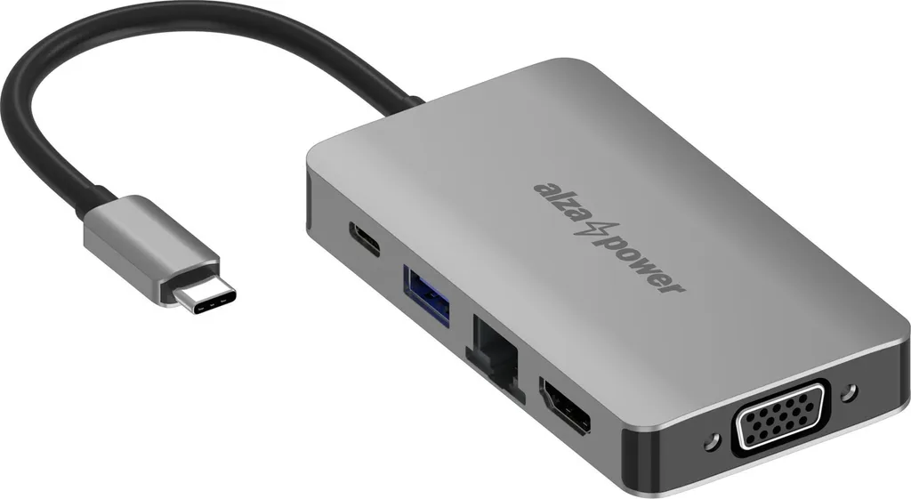 AlzaPower Metal USB-C Dock Station 6in1 grigio spazio