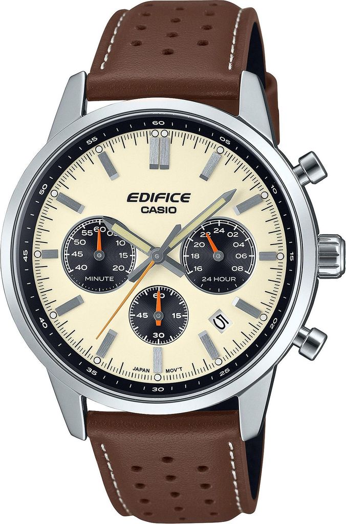 Casio Edifice Uhr EFR-575L-7AEF Lederuhr Chrono