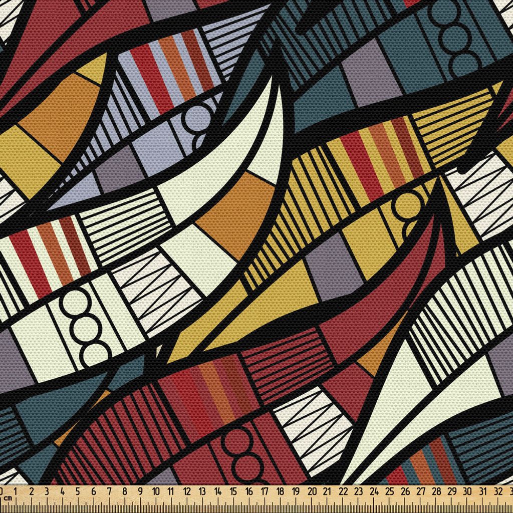 ABAKUHAUS afrikanisch Gewebe als Meterware, Diagonale abstrakte Blätter mit Kreisen Chevrons zeichnet traditionelles Kulturerbe, 3 M (148 x 300 cm...
