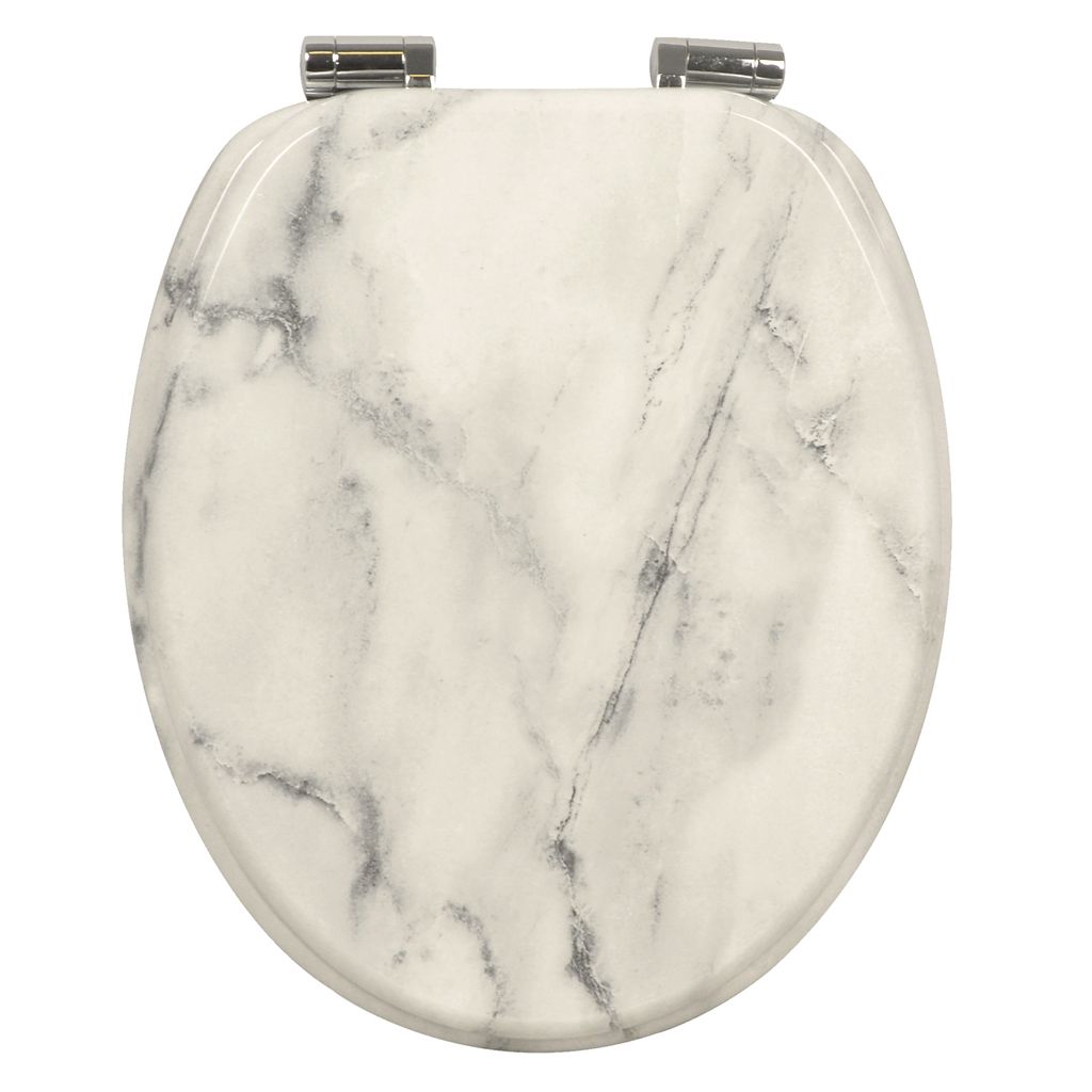 Style home Toilettendeckel WC-Sitz mit Absenkautomatik Holzkern Klobrille und Klodeckel mit Softclose-Mechanismus, O Form Toilet Seat, Marmor