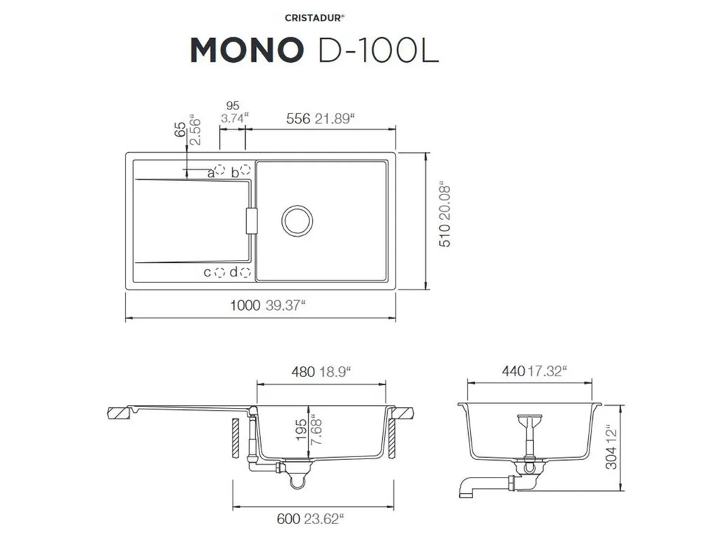 Schock Mono D-100L Évier à Poser Silverstone avec Planche à Découper - 6