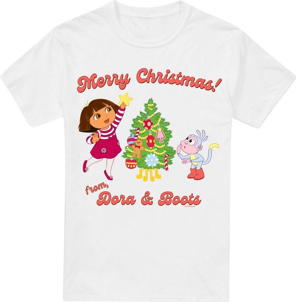 Dora The Explorer - "Happy Holidays" T-Shirt für Herren TV6355 (4XL) (Weiß)