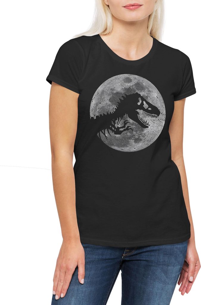 Urban Backwoods T-Rex Moon, Damen T-Shirt, Farbe: Schwarz, Größe: M