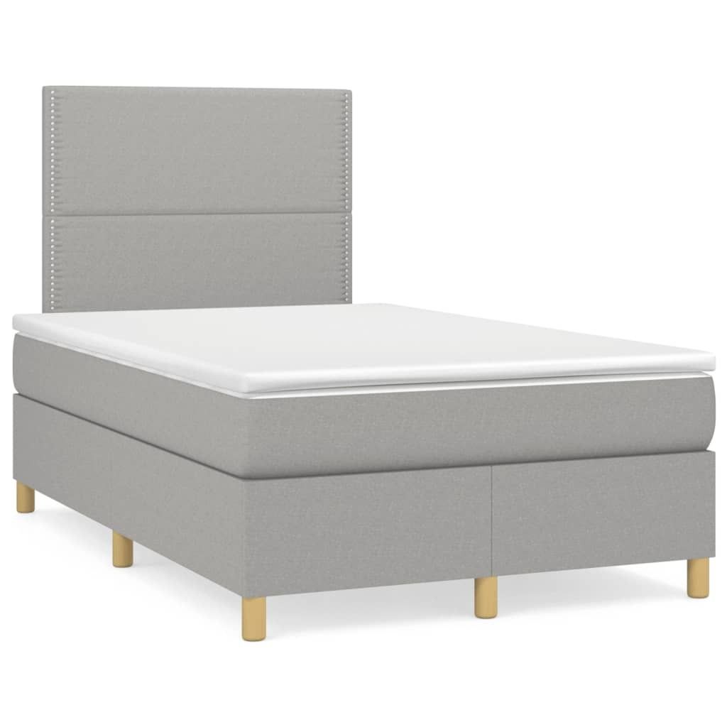 Design Boxspringbett mit Matratze & LED Hellgrau 120x190 cm Stoff, Klassische Betten 2024 Neu