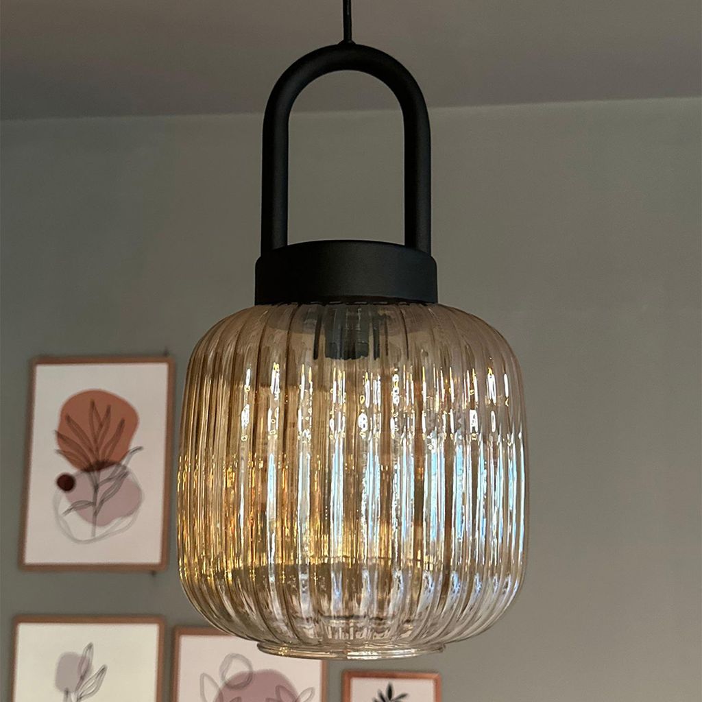 Glas Honig Farbe Einzel Kronleuchter Tumbled Lock Head Retro Pendelleuchte