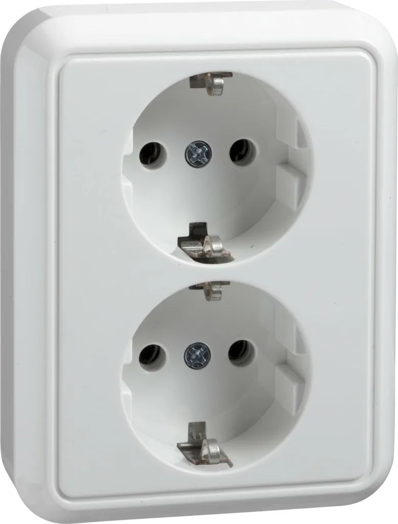 Prise double Elso 235404 semi-encastrée - Design compact et finition rw