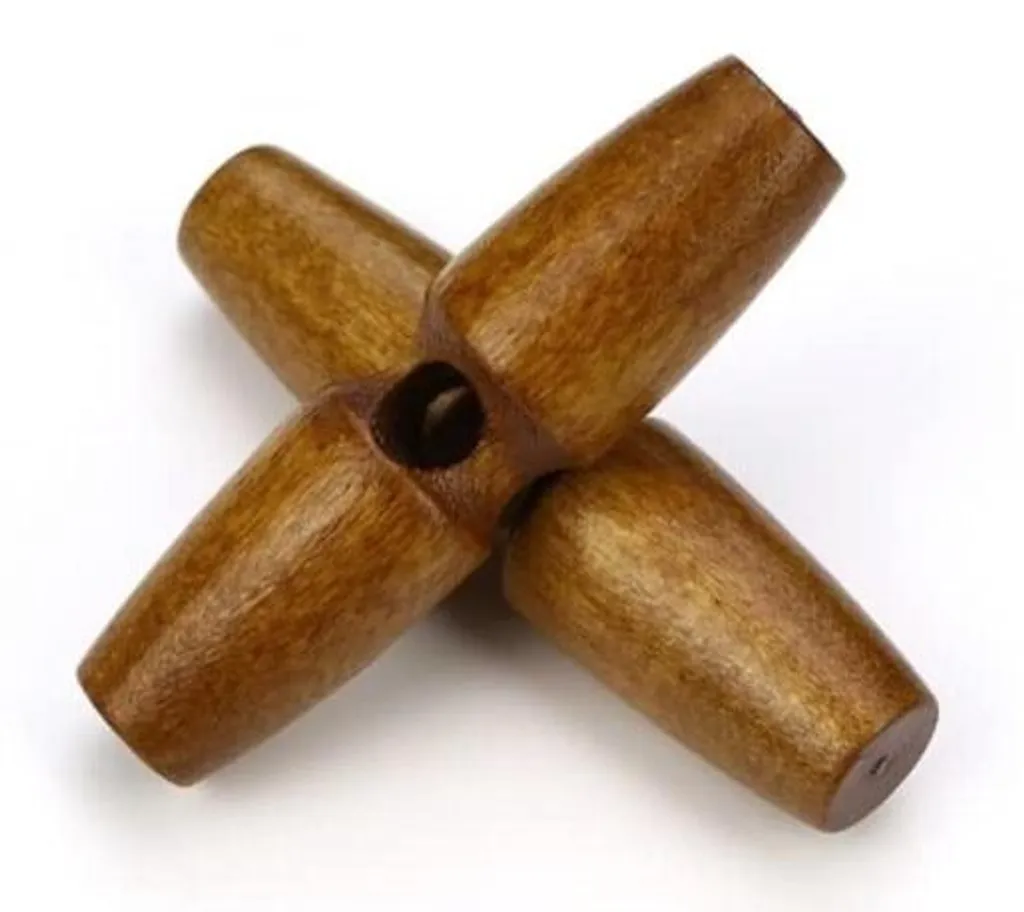 Fermeture bouton olive 40mm marron clair pour veste et tricot artisanal