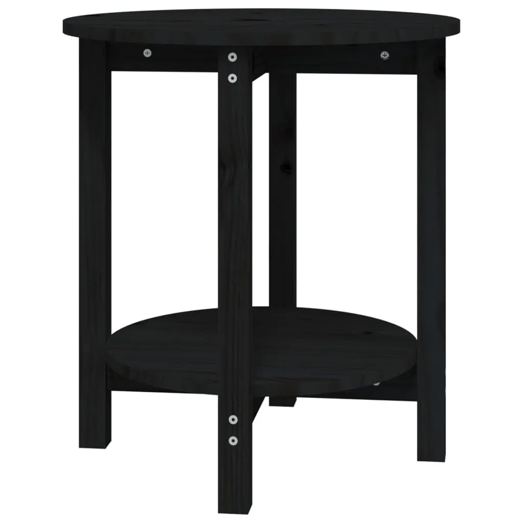 Tavolino da Salotto Nero SYFAX™ Ø 55x60 cm Legno Massello di Pino