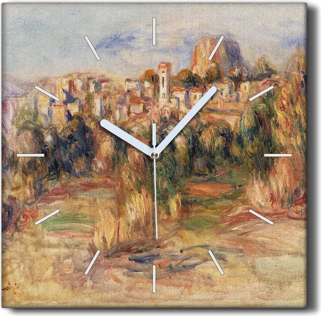 Coloray Hodiny Unikátní 30x30 cm Tiché hodiny Pro obývací pokoj a kuchyň Nástěnné hodiny Plátno Černé ručičky hodin - City View Fores...