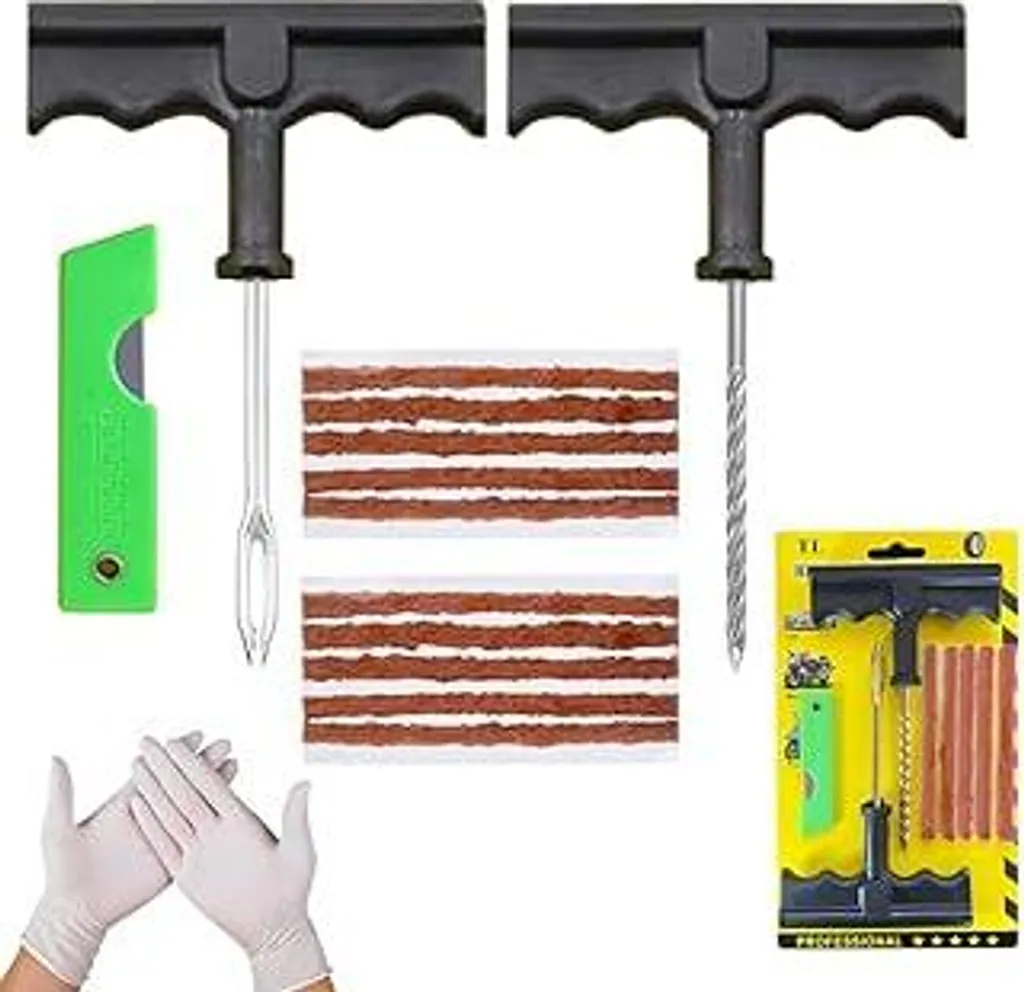 Kit Riparazione Pneumatici Professionale: 10 Strisce e Attrezzi a T