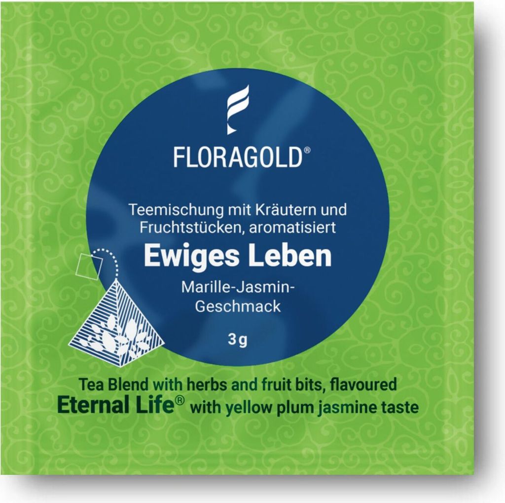 Floragold Grüntee Ewiges Leben, 100er Pyramidenbeutel Produktbild 