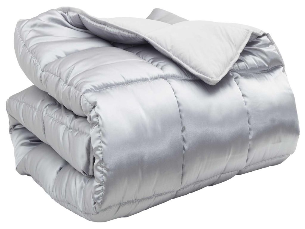 vidaXL Winterbettdecke Silber 220 x 260 cm Satin und Mikrofaser