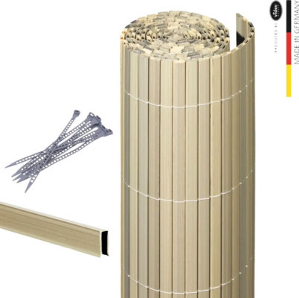 Sichtschutzmatte Set videx Rügen inkl. Zubehör 300 x 90 cm lärche