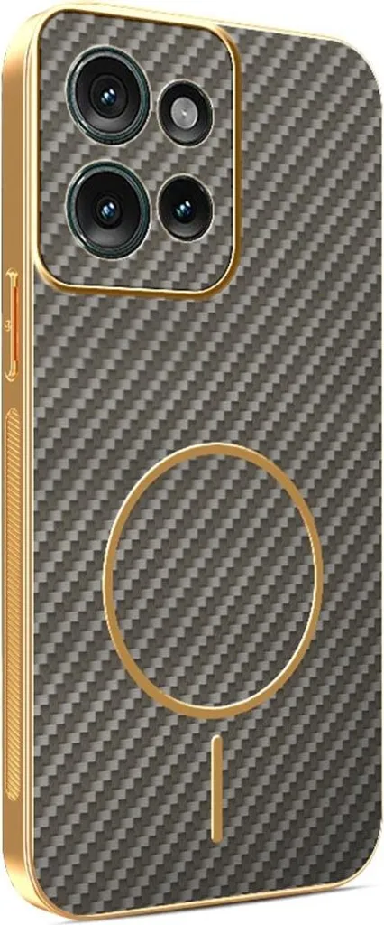 Custodia MagSafe Motorola Edge 50 Phonesta Carbon Fiber Marrone