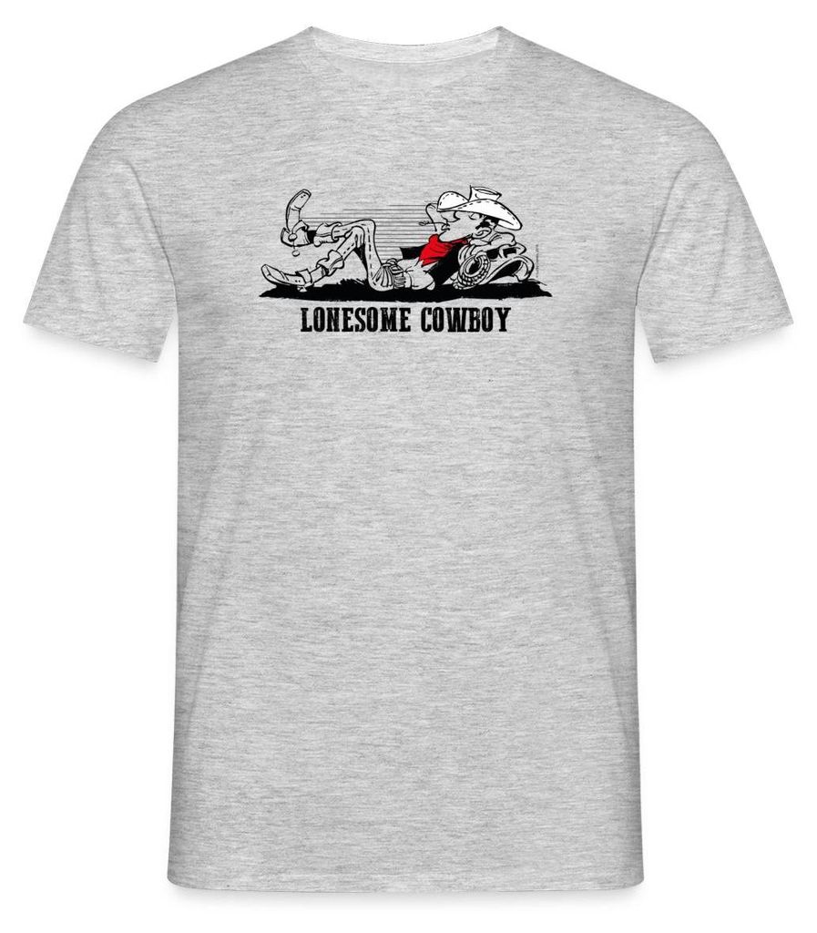 Spreadshirt Lucky Luke Lonesome Cowboy Männer T-Shirt, 4XL, Grau meliert
