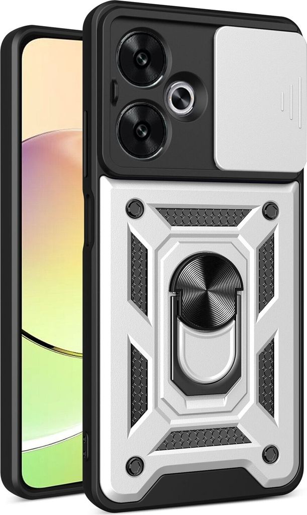 Hülle für Xiaomi Redmi 13C 5G Magnetische Ring Ständer Halter Dia Kameraschutz TPU Bumper Silikon Schutzhülle Silber